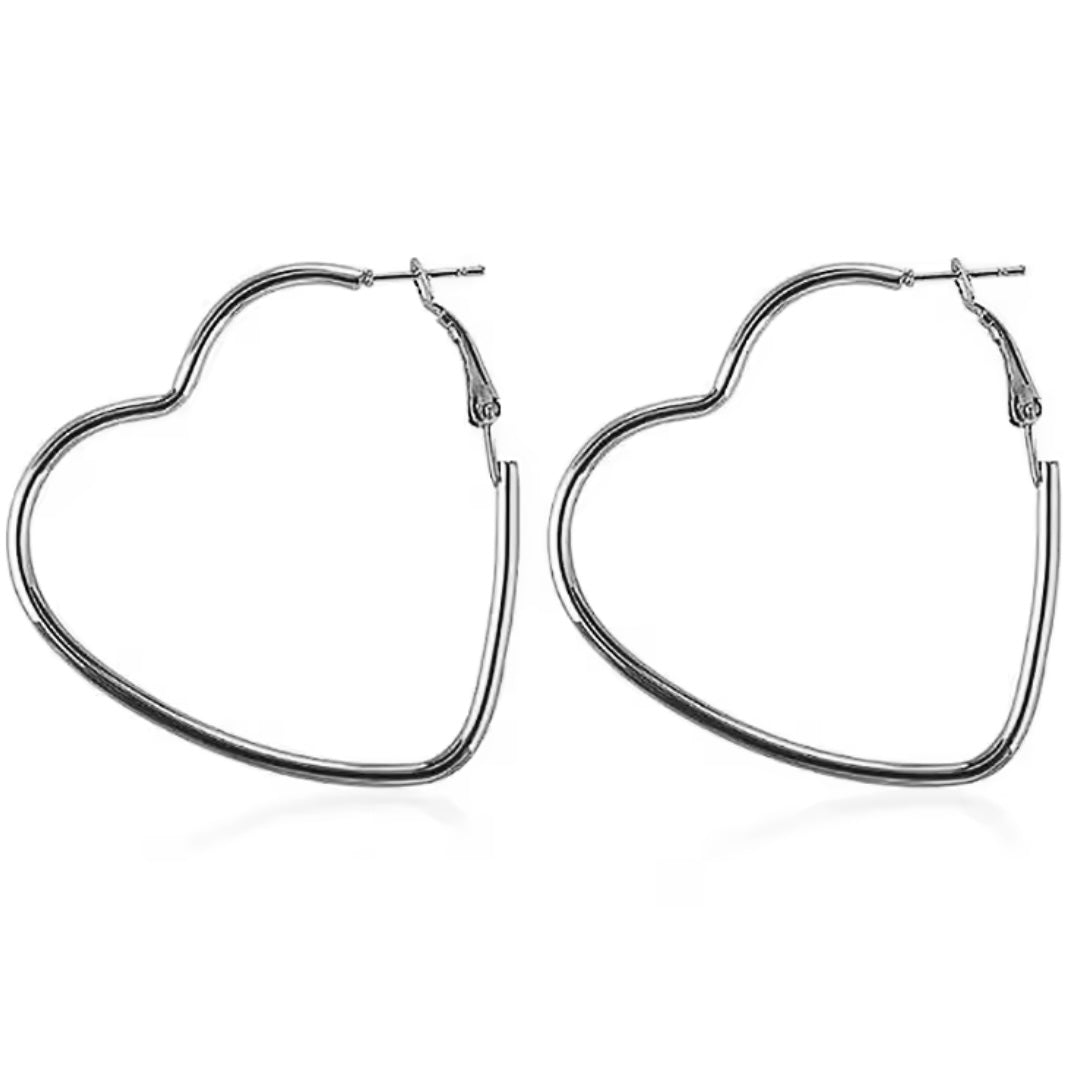 Timeless Heart Hoop Earrings, silver - Mandala Jane