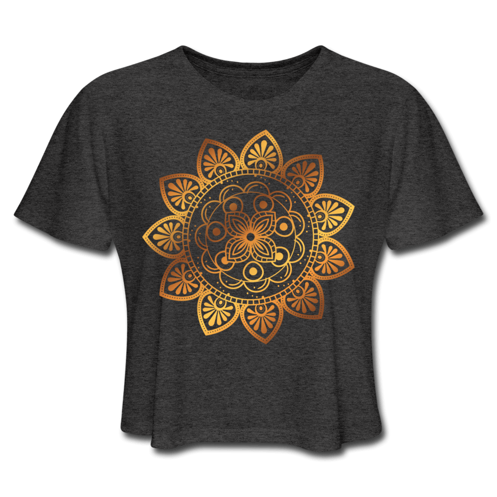 Floral Mandala Crop Tee - deep heather