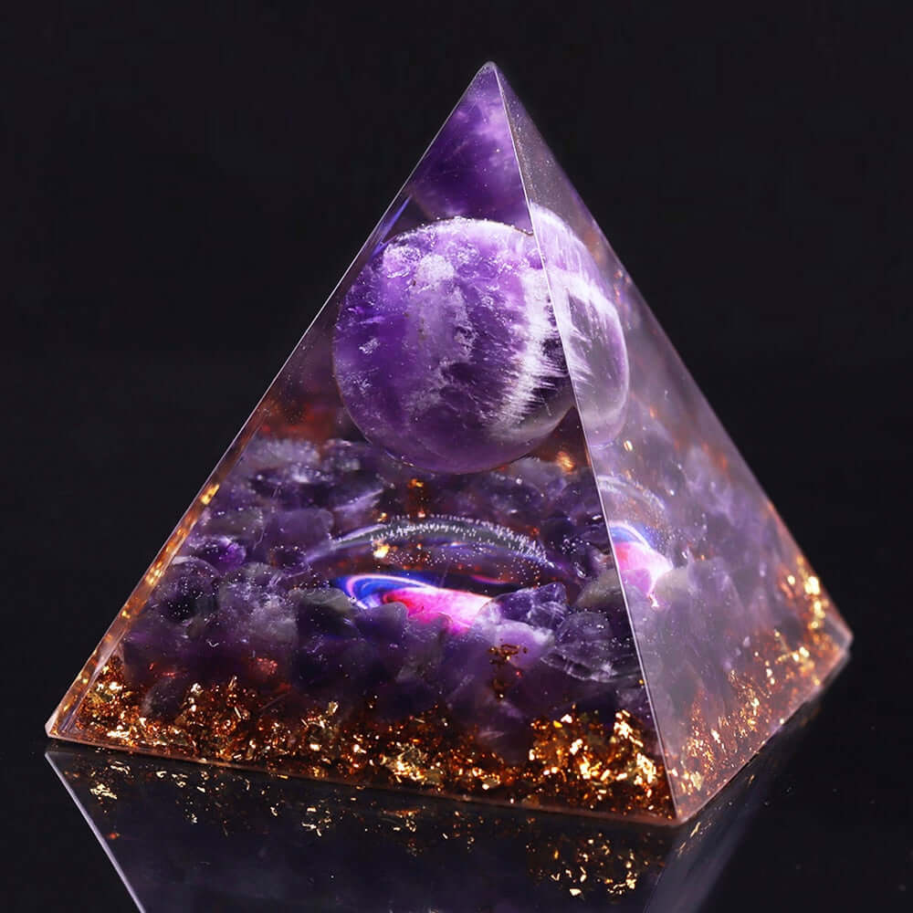 Amethyst & Gold Crystal Pyramid