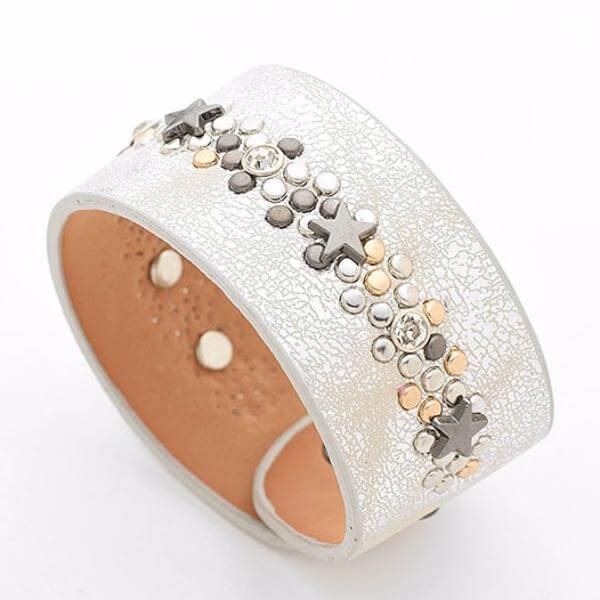 Star Charm Leather Cuff - Mandala Jane