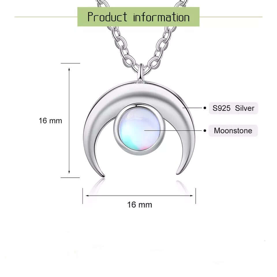 Moonstone Crescent Pendant Necklace - Mandala Jane