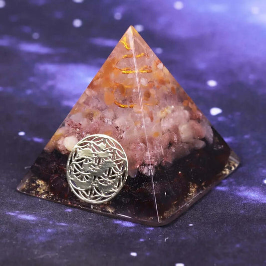 Garnet & Strawberry Crystal Pyramid - Mandala Jane