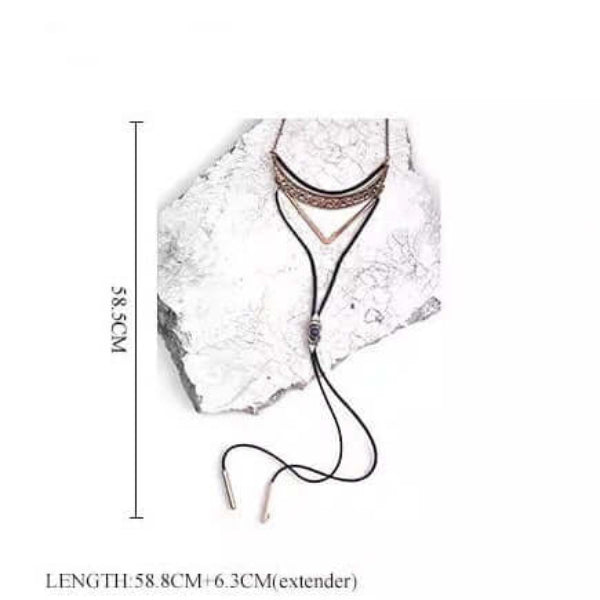 Crescent Moon Geometric Bolo Necklace - Mandala Jane