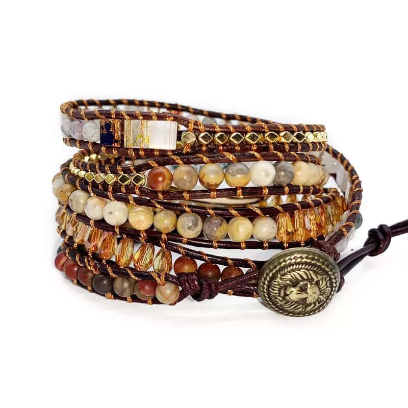 White Marble Stone Wrap Bracelet - Mandala Jane