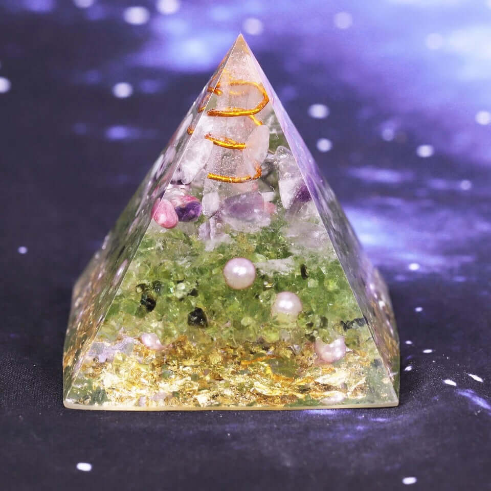 Merkaba Olivine Crystal Pyramid - Mandala Jane