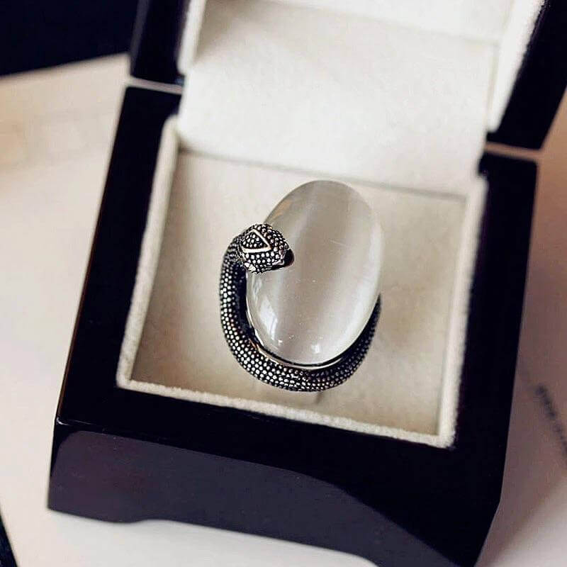Cat's Eye Stone Snake Ring - Mandala Jane