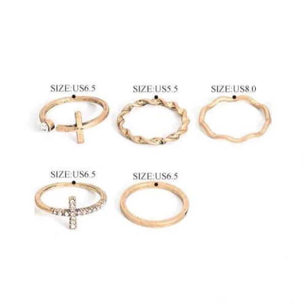 Stone Cross Ring Set - Mandala Jane