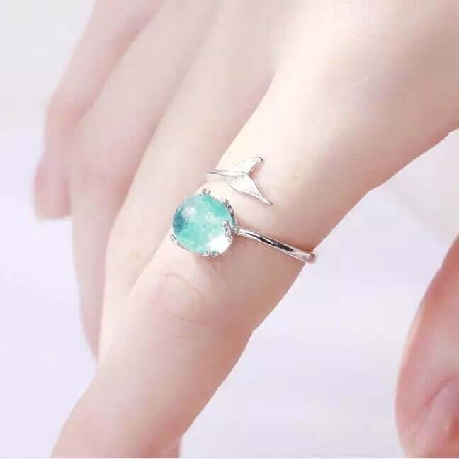 Blue Crystal Mermaid Ring - Mandala Jane