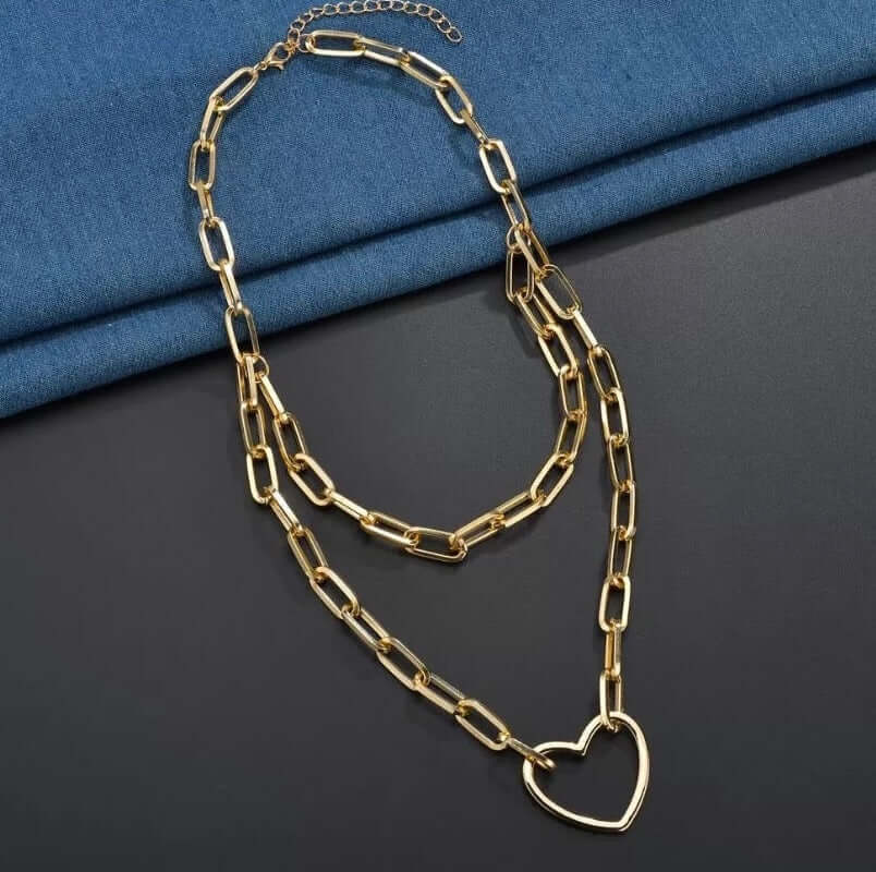 Chained Heart Statement Necklace
