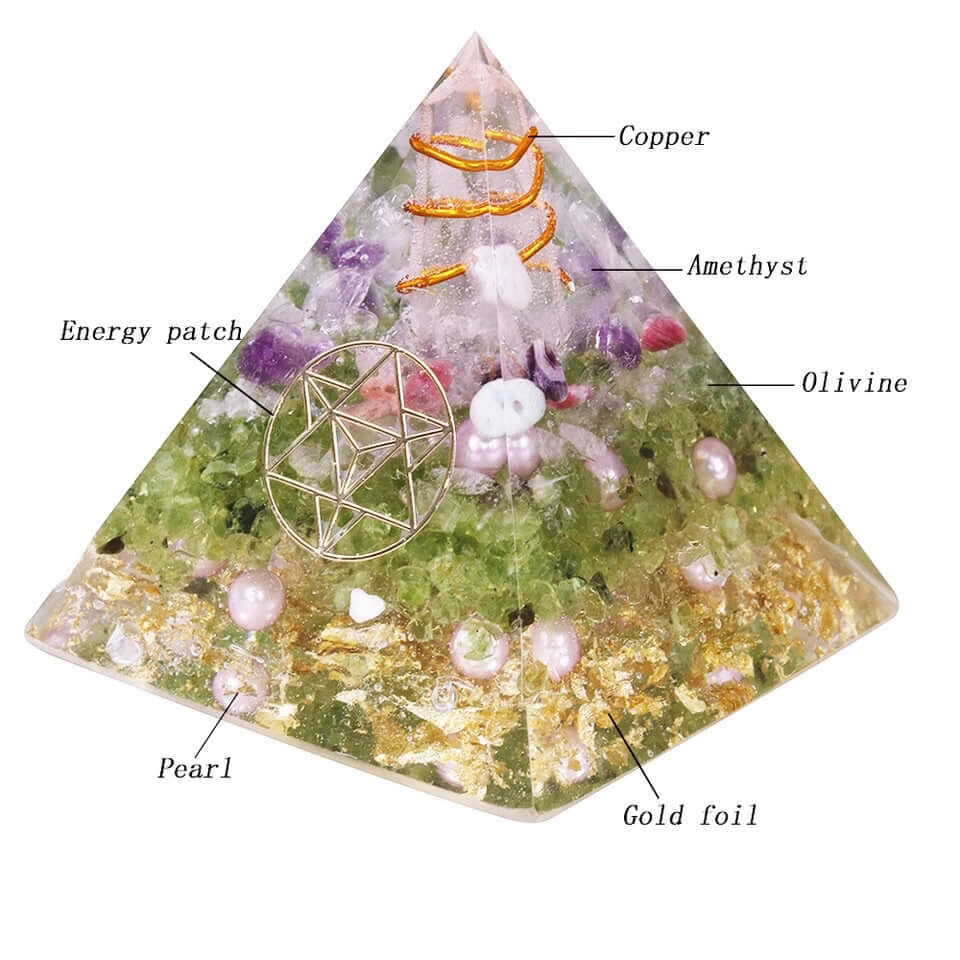 Merkaba Olivine Crystal Pyramid - Mandala Jane