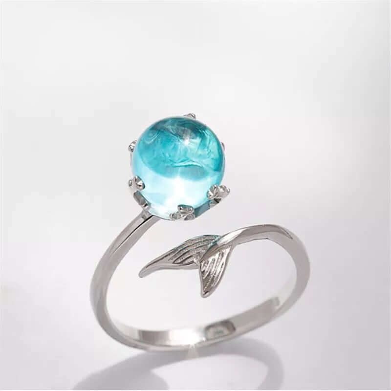 Blue Crystal Mermaid Ring - Mandala Jane