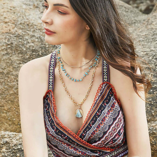 Boho Chic Layered Necklace - Mandala Jane Jewelry, boho necklace