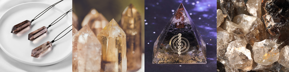 Smoky Quartz & Labradorite Crystal Pyramid