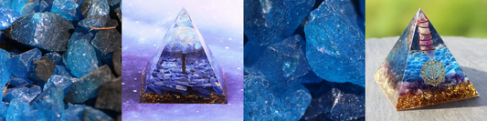 Sri Yantra Blue Quartz Crystal Pyramid