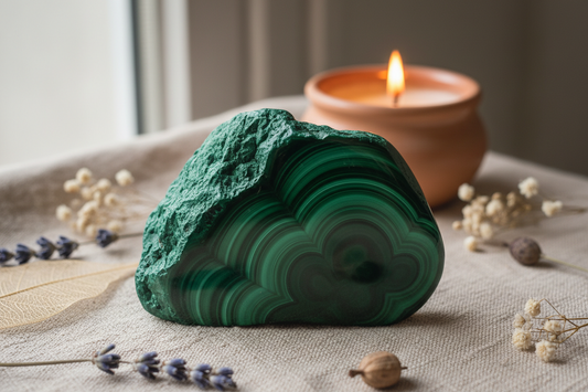 Malachite Green Stone – Natural Green Crystal with Distinctive Banded Patterns | Mandala Jane