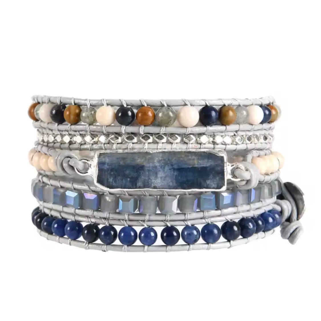Kyanite Stone Beaded Wrap Bracelet