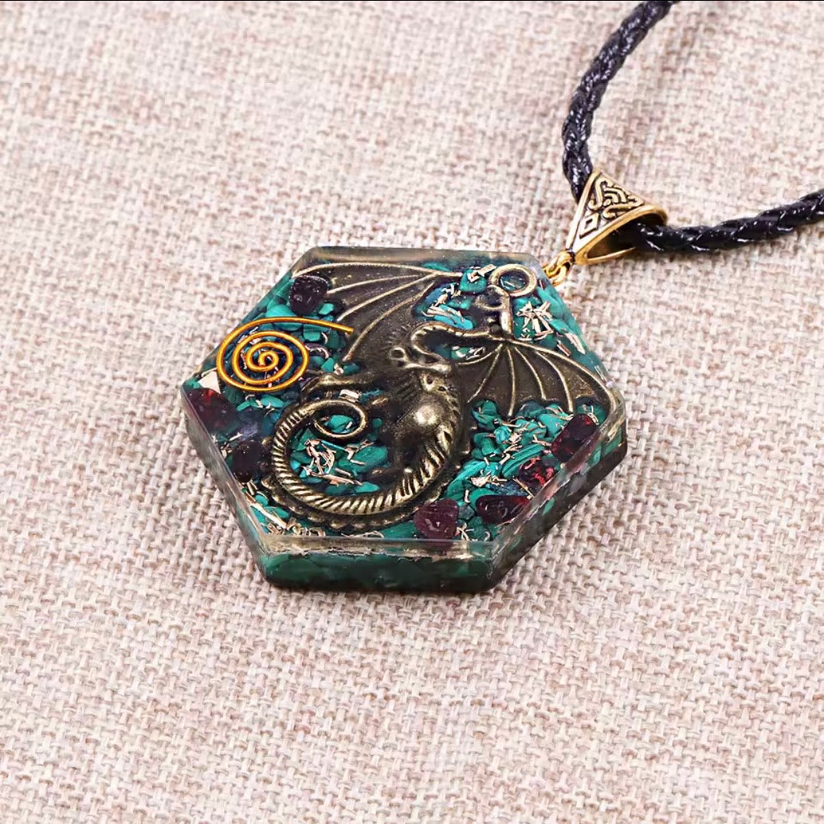 Malachite Dragon Pendant Necklace
