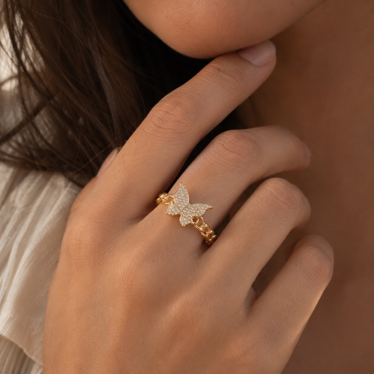 Butterfly Chain Link Ring