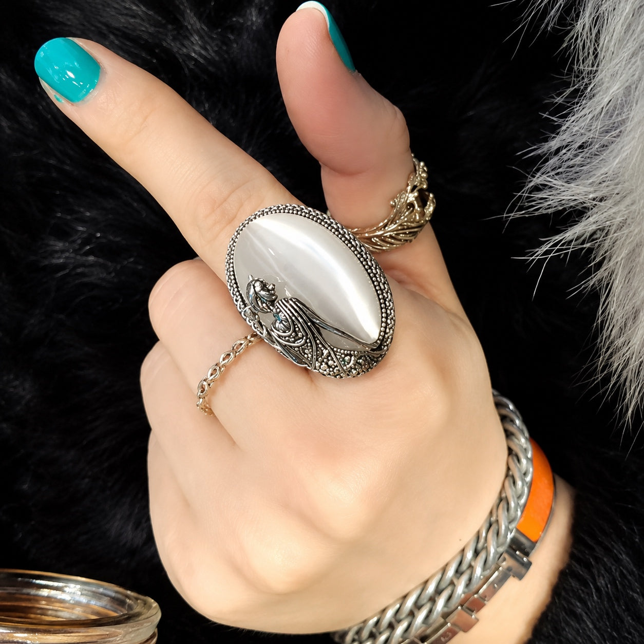 Cat's Eye Stone Goddess Ring