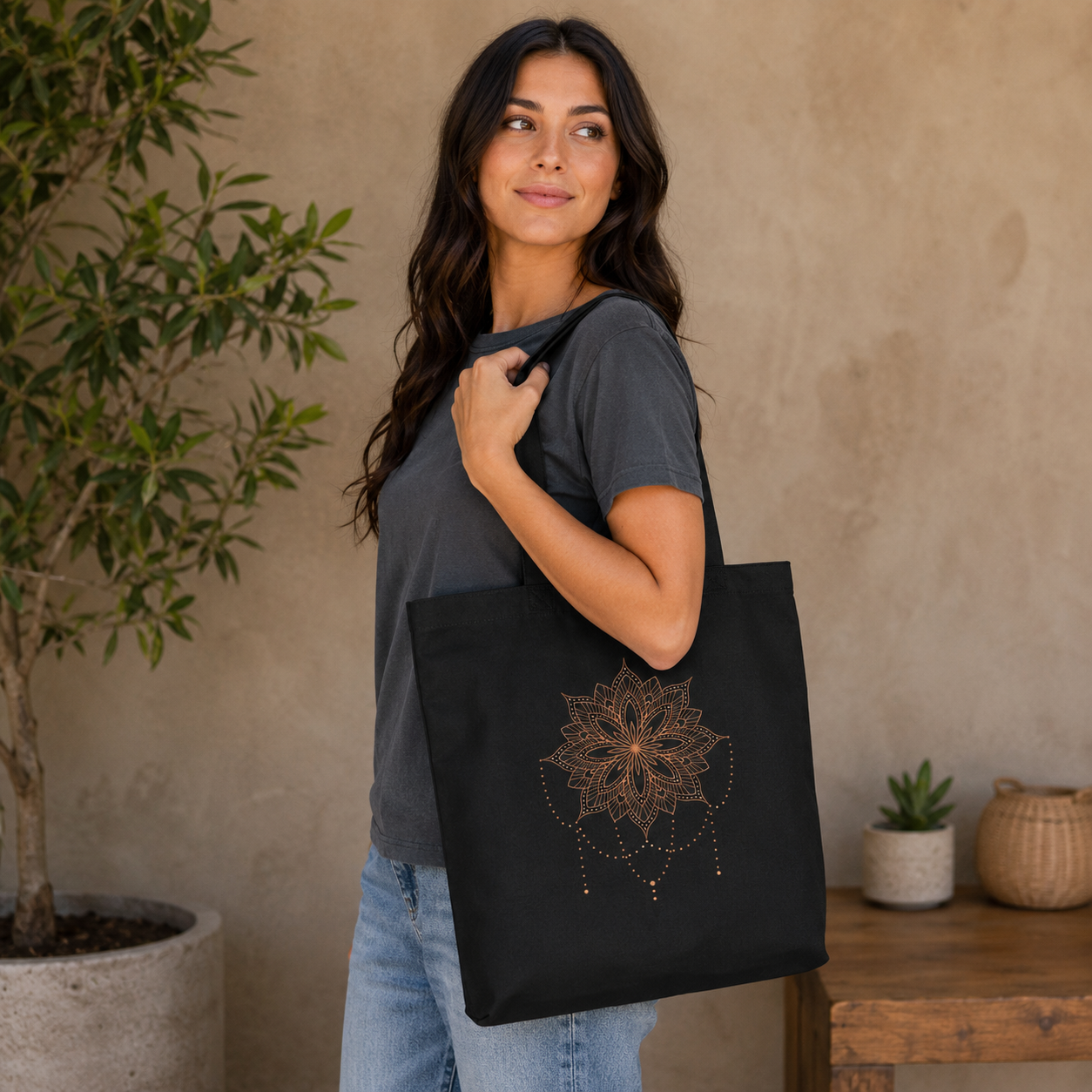 Floral Mandala Tote Bag