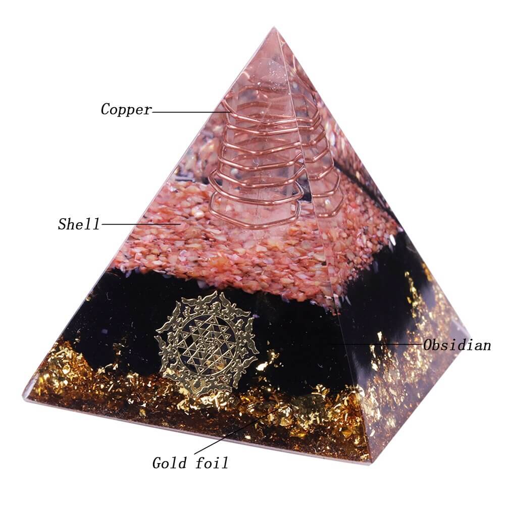 Sri Yantra Obsidian Crystal Pyramid