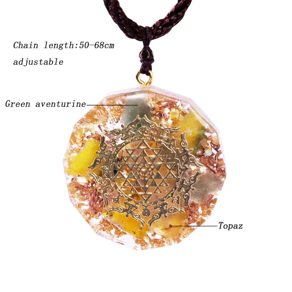 Topaz Sri Yantra Pendant Necklace