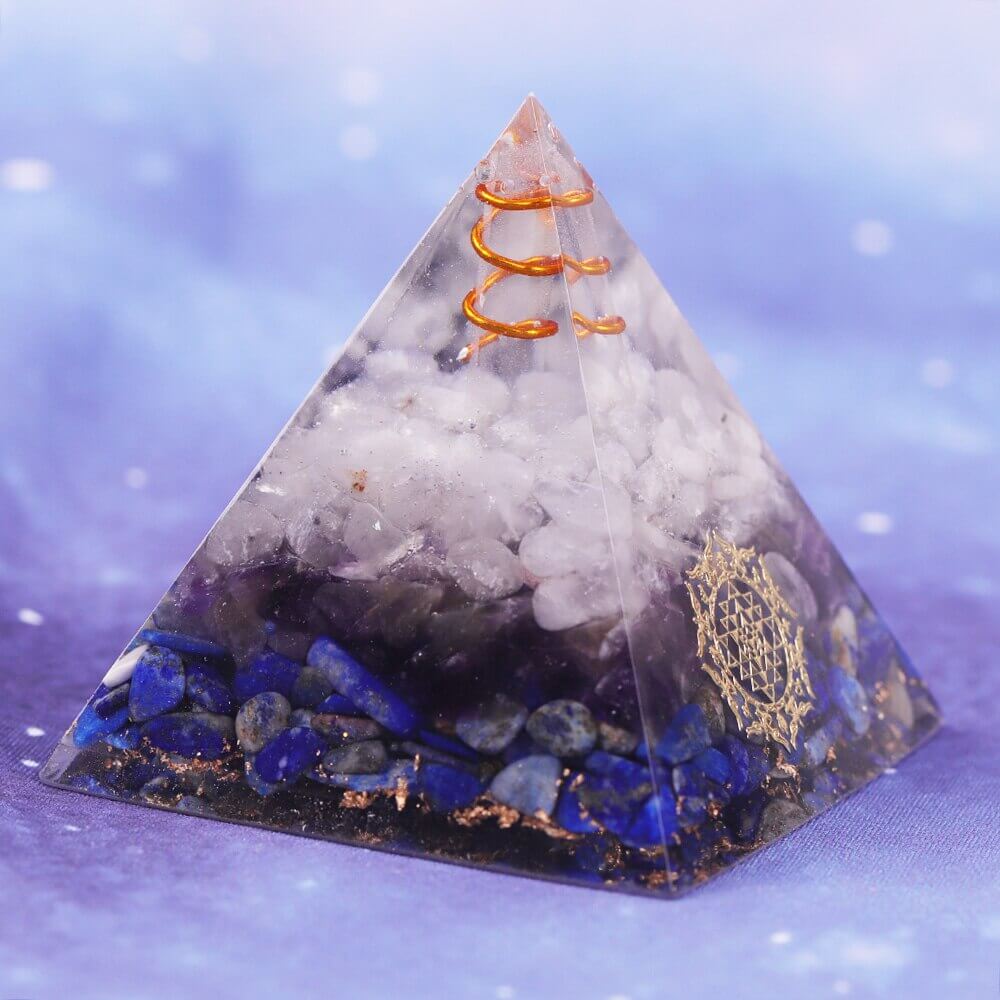 Sri Yantra Amethyst & Lapis Crystal Pyramid