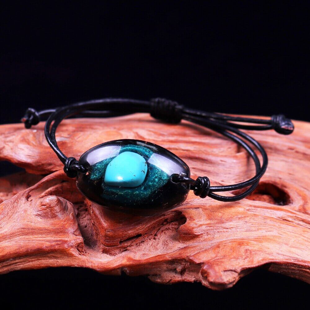 Turquoise & Obsidian Crystal Bracelet