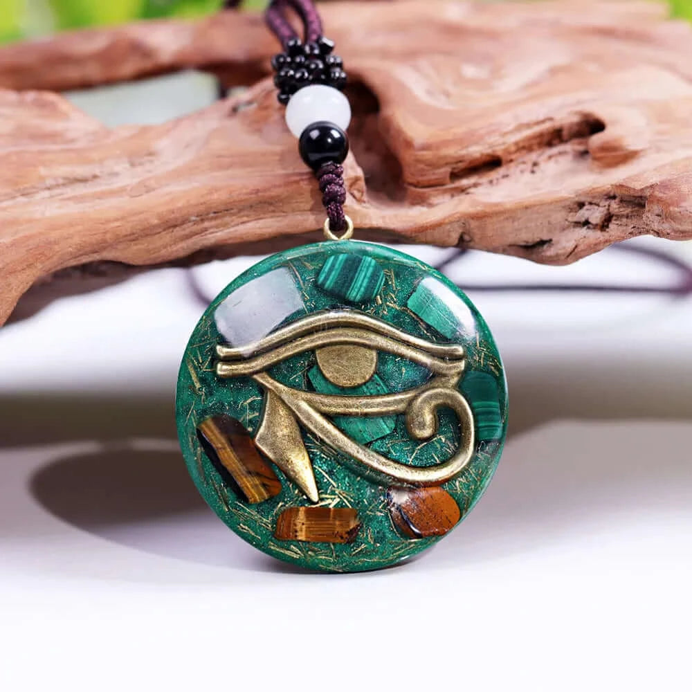 Eye Of Horus Malachite Pendant Necklace