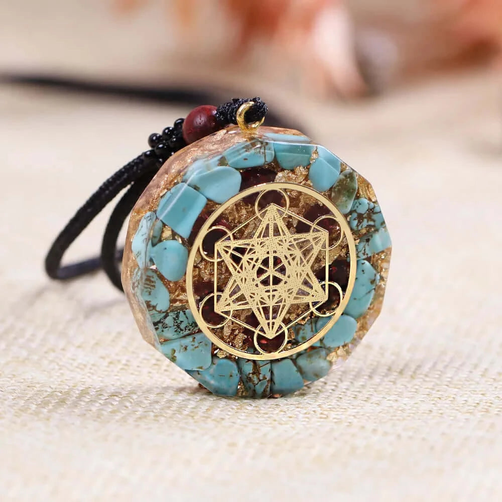 Metatron's Cube Turquoise Pendant Necklace