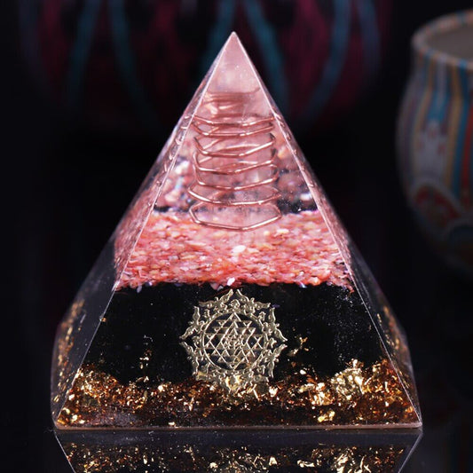 Sri Yantra Obsidian Crystal Pyramid