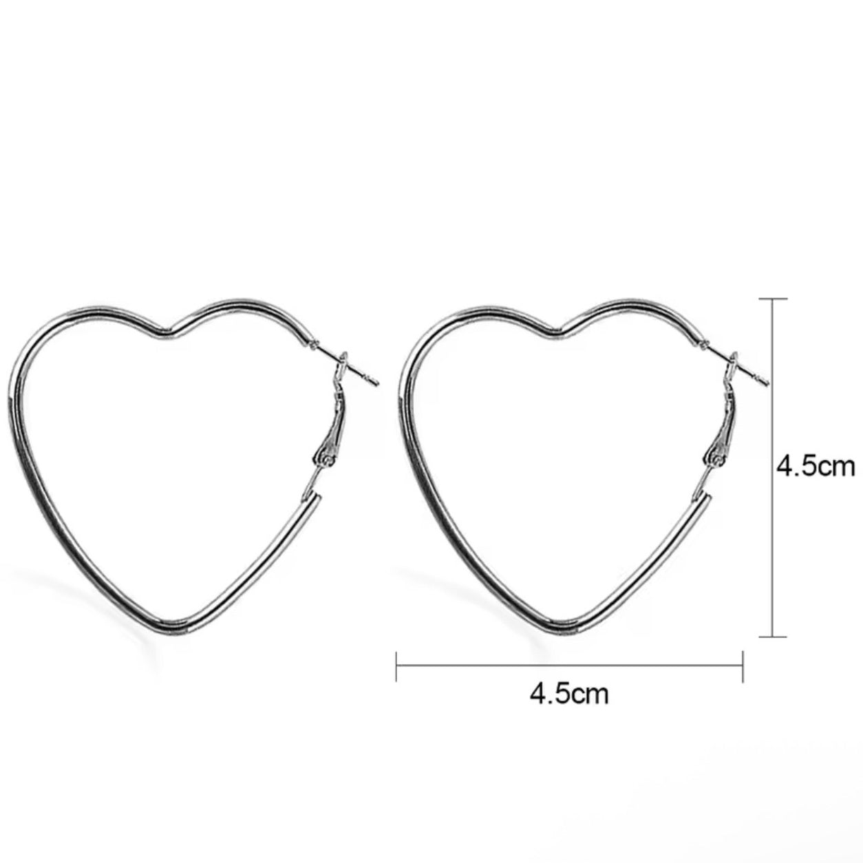 Timeless Heart Hoop Earrings measuring 4.5 cm by 4.5 cm.