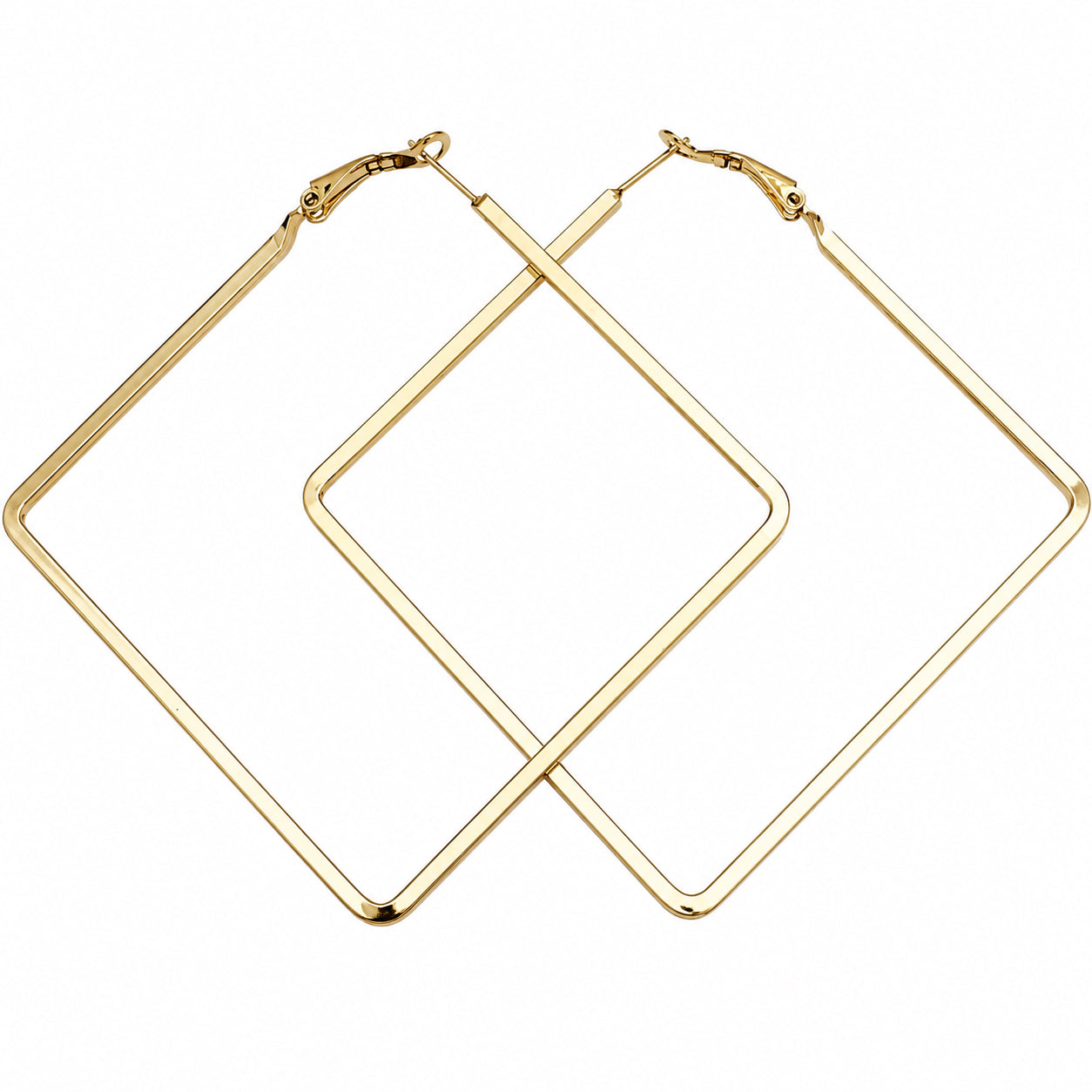 Timeless Square Hoop Earrings in gold featuring a modern geometric square hoop design with a polished finish.