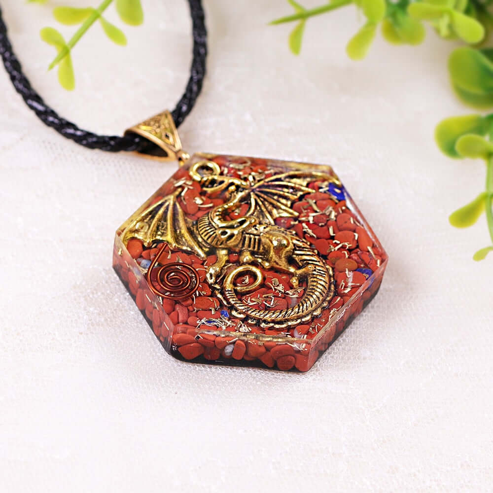 Red Jasper Dragon Pendant Necklace