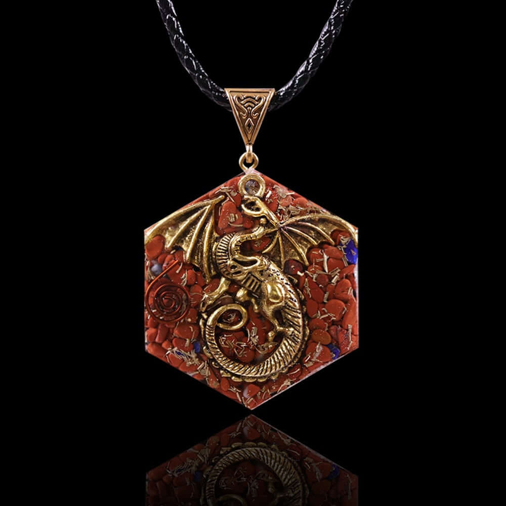 Red Jasper Dragon Pendant Necklace