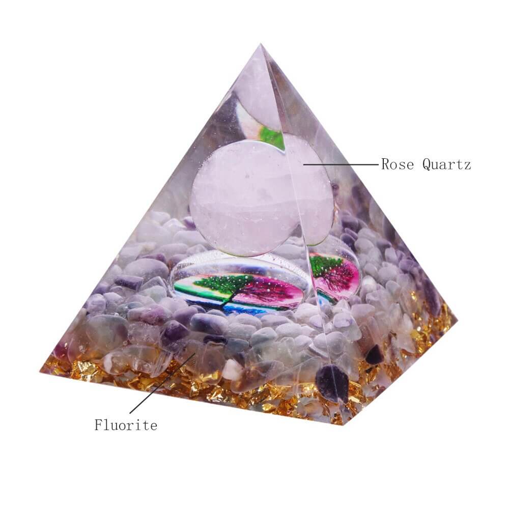 Rose Quartz & Fluorite Crystal Pyramid