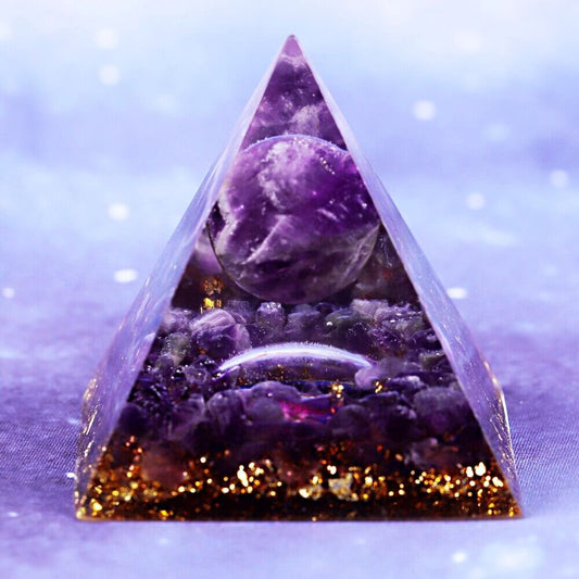 Amethyst & Gold Crystal Pyramid
