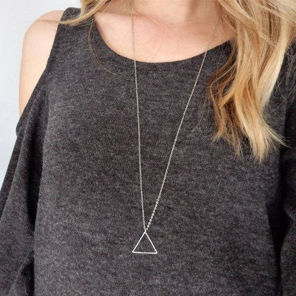 Triangle Pendant Long Necklace - Mandala Jane Jewelry, silver necklace