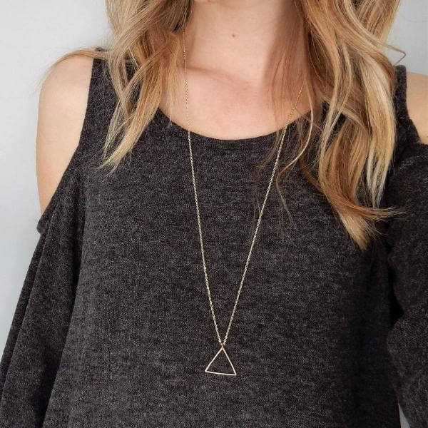 Triangle Pendant Long Necklace - Mandala Jane Jewelry, gold necklace