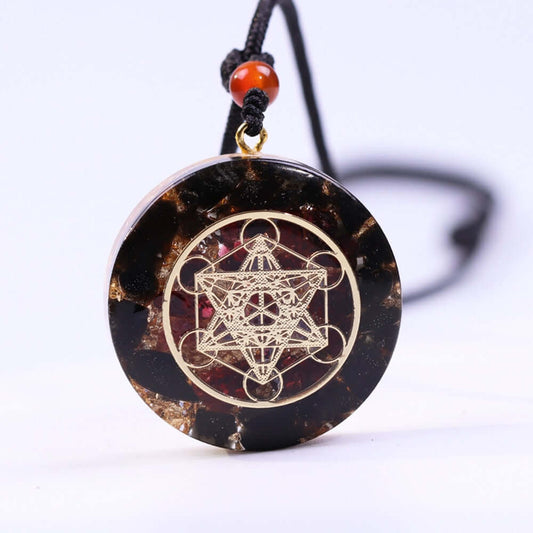 Metatron's Cube Obsidian Pendant Necklace