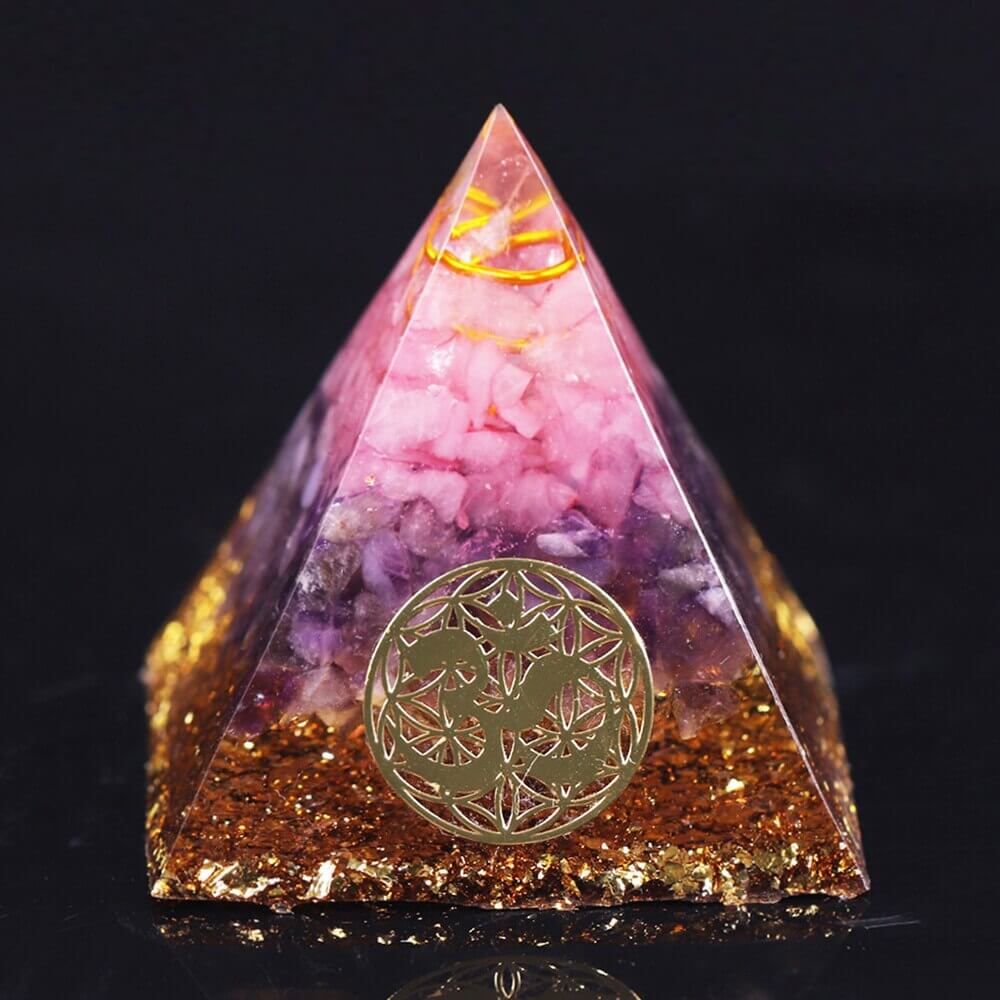 Amethyst & Rose Quartz Crystal Pyramid