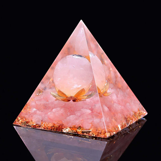 Rose Quartz & Gold Crystal Pyramid