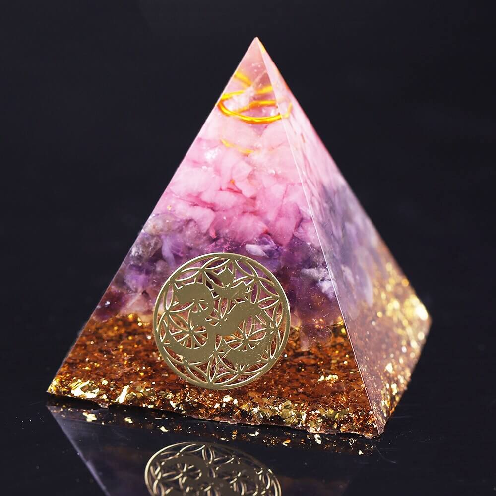 Amethyst & Rose Quartz Crystal Pyramid
