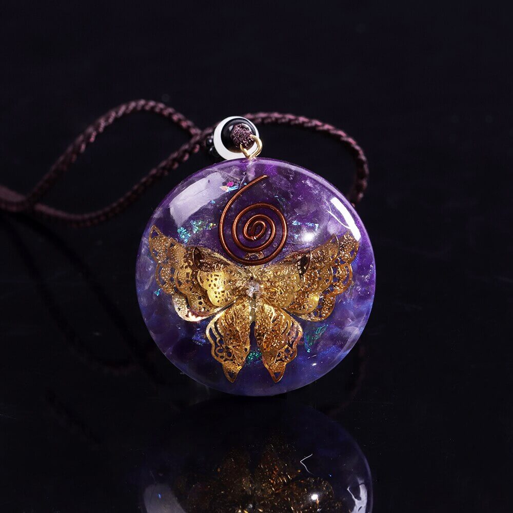 Amethyst Butterfly Pendant Necklace