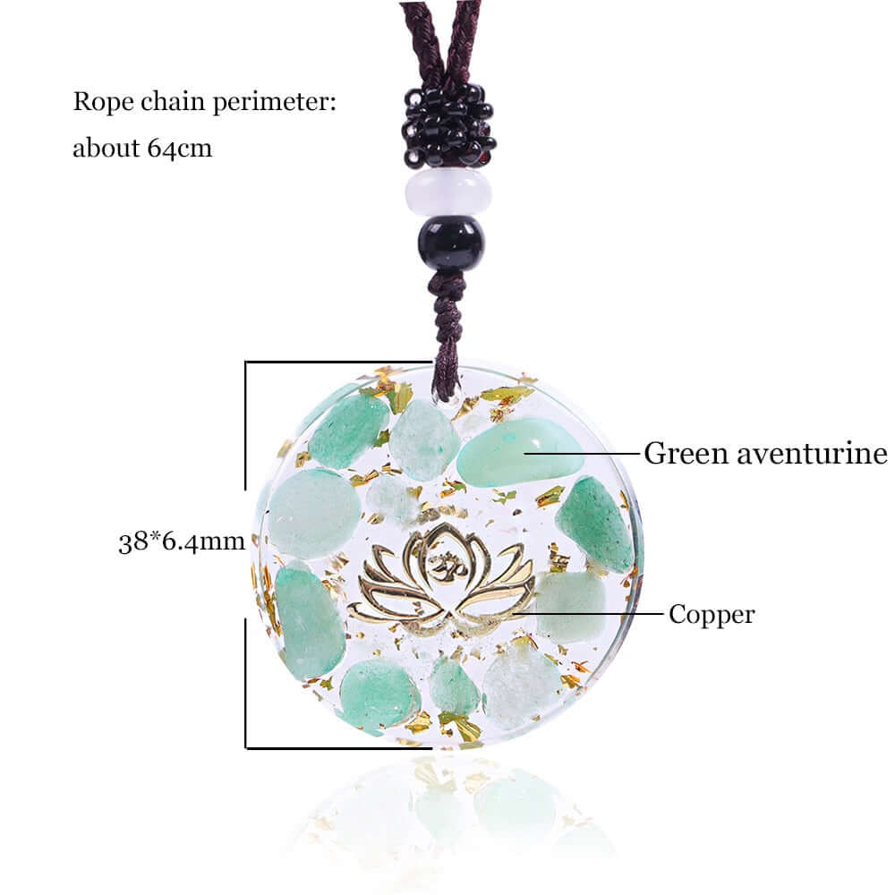 Green Aventurine Lotus Pendant Necklace
