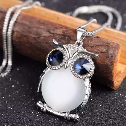 Crystal Owl Long Necklace - Mandala Jane