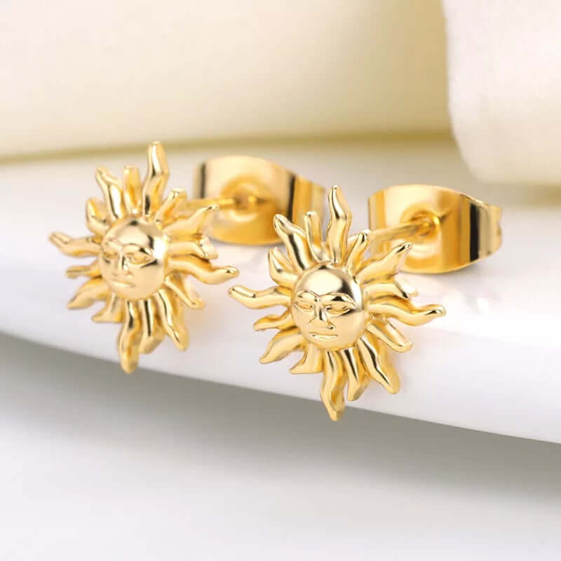Sun Goddess Stud Earrings - Mandala Jane Jewelry, sun studs, gold studs