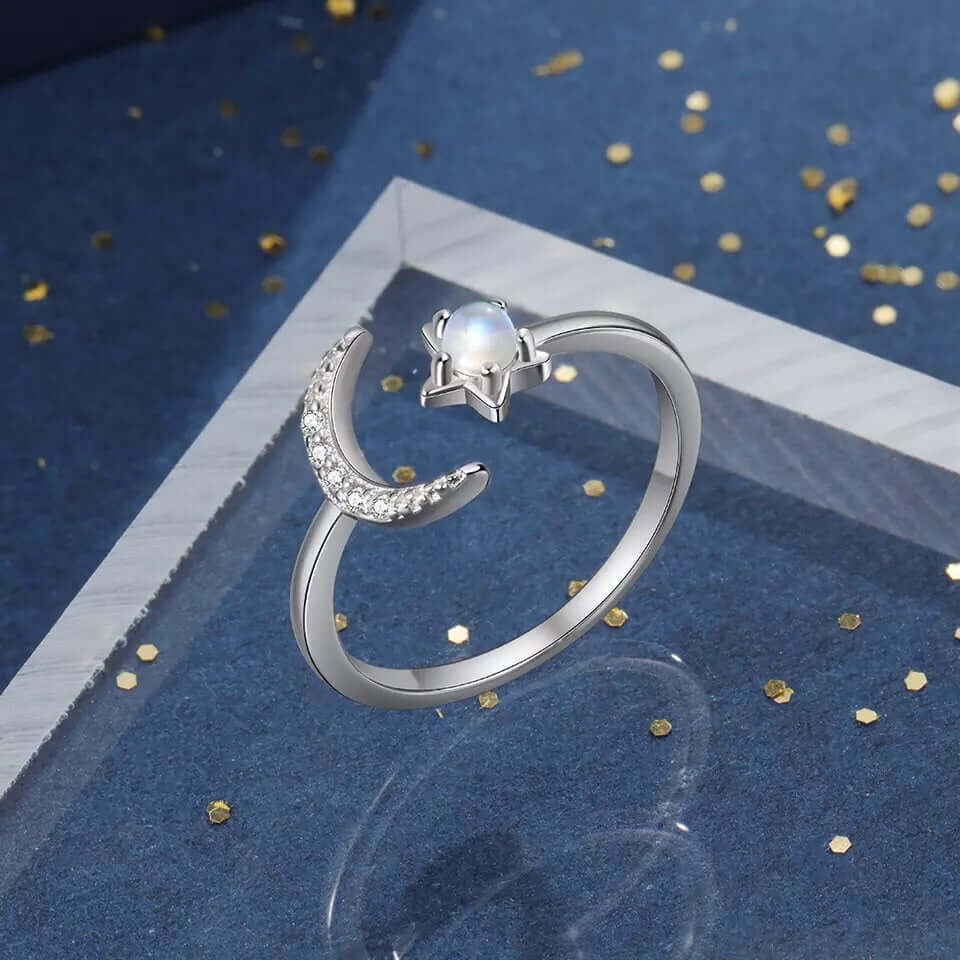 Moonstone Celestial Ring - Mandala Jane Jewelry, sterling silver ring