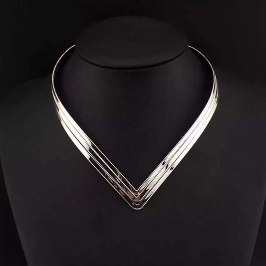 Vixen Torque Collar Necklace - Mandala Jane Jewelry, silver hard necklace
