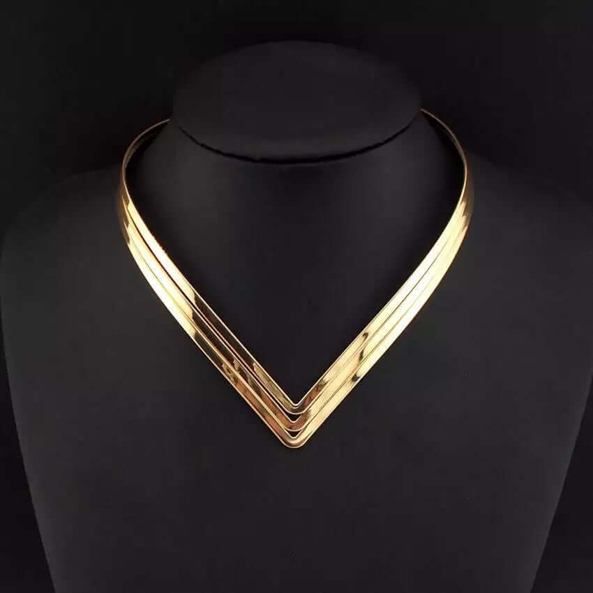 Vixen Torque Collar Necklace - Mandala Jane Jewelry, gold hard necklace